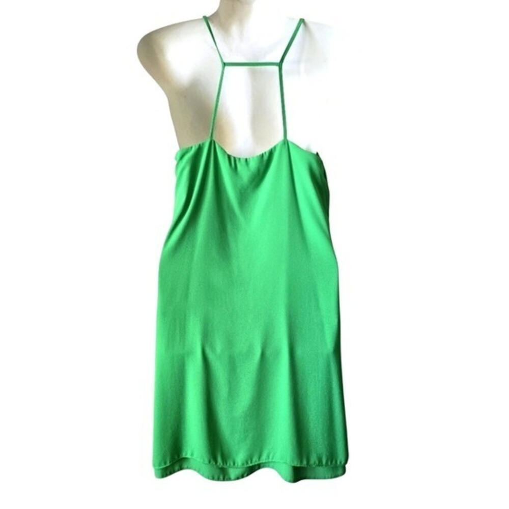 Topshop Green Strappy Split Front Cami Mini Dress Womens Size 6 - Picture 2 of 5